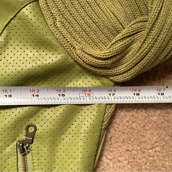 Leather and 100% cotton sweater/jacket.  Size Medium. - Picture 3 of 7